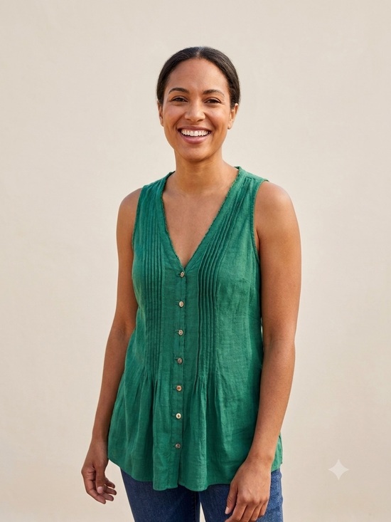 Maeve Tops - Maeve Green V-Neck Sleeveless Button-Front Camisole PTP is 17